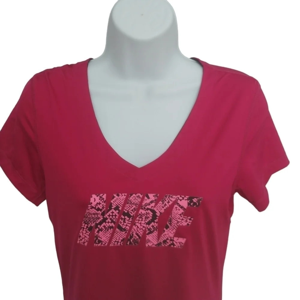 Nike Pro Dry Fit Top V Neck  Hot Pink M - Picture 2 of 9